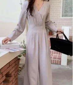 ABITOKYO 袖タックカシュクール ワイドパンツ オールインワンのサムネイル