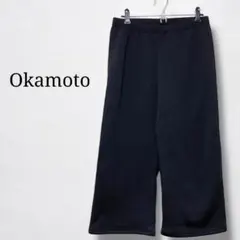 極美品(L〜LL)裏起毛ワイドイージーパンツ黒ブラック　ルームウェア大きいサイズ