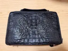 クロコダイル セカンドバッグ クラッチバッグ ブラック