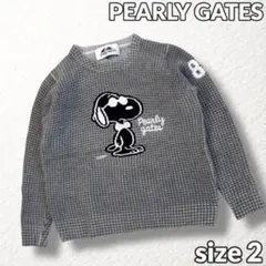 【PEARLY GATES】ゴルフ スヌーピー ニットセーター 蓄熱 グレー 2