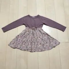 PAIRMANON 長袖花柄ドッキングワンピース 120