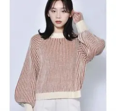 ■RETRO GIRL■ 配色リブ編みニット