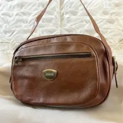 希少✨OLD GUCCI ゴールドロゴプレート ショルダーバッグ ライトブラウン