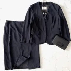 極美品 ボールジィ ノーカラー セットアップ スーツ 上38 下40 ネイビー