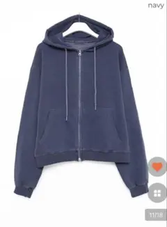 Nugu hoop クロップドフーディージップアップ ネイビー パーカー