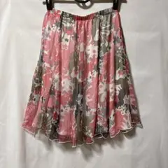 【美品】Little New York スカート シフォン シルク 花柄 Mのサムネイル