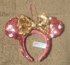 難あり ミニー カチューシャ キーチェーン スパンコール ピンク 水玉