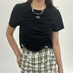 【未使用】SLOPPY フューチャーロゴ ドロストショート丈 Tシャツ ブラックのサムネイル