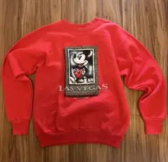 90s Disney Store ミッキー スウェット 赤 LAS VEGAS
