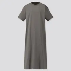 UNIQLO マーセライズコットンロングTワンピース 半袖 グレー Mのサムネイル