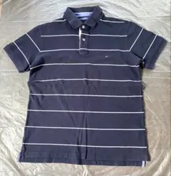 美品　Tommy Hilfiger ネイビー ストライプ ポロシャツ XL