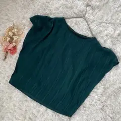 美品！INEDストライプ柄 ダークグリーン ノースリーブ トップス38号(M)