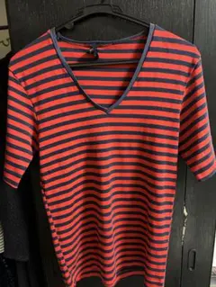 チョッパー/クールス/赤と青のストライプ VネックTシャツ/珍品