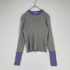 H.Warren エイチウォーレン 長袖リブニット グレー/パープル