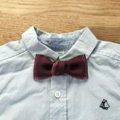 ハンドメイド　キッズ　蝶ネクタイ　リボンブローチ　ワインレッド系　チェック