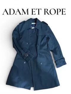 ADAM ET ROPE トレンチコート　黒　裏地チェック　ベルト付き