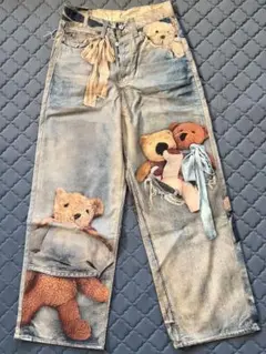 Acne Studios テディベア プリント デニムパンツのサムネイル
