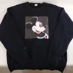 【き488】UNIQLO ミッキーマウス スウェット L ブラック