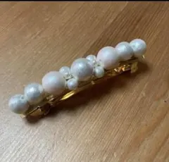 パールデザイン バレッタ　コットンパール