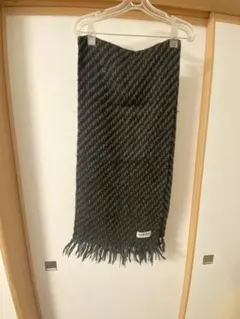 レノマ　黒系 ツイスト編み マフラー ウール混合