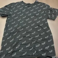 HUF ブラック Tシャツ 総柄 ロゴプリント L