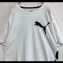 PUMA プーマ Tシャツ 半袖 ホワイト×ブラック Ｓ　背面でかロゴプリント