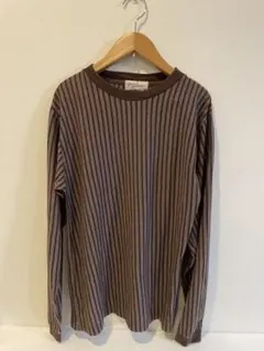 ジャーナルスタンダード　メンズストライプ柄長袖Tシャツブラウンのサムネイル