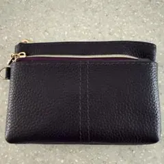 新品 ハラコ 長財布 ブラック ゴールド 牛本革 黒 ゴールド 金 薄型 大 