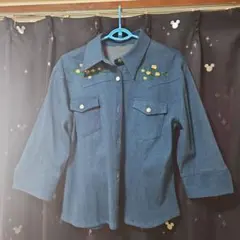 花柄刺繍デニムジャケット 七分袖