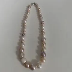 天然パールネックレス　マルチカラー