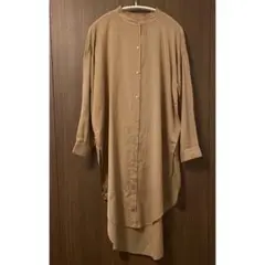 美品✨【each】ベージュブラウン　スタンドカラー　ゆったりサイズ　長袖シャツ