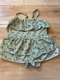 ベビー水着（女の子）緑色花柄　サイズ100cmくらい