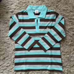 le coq sportif ストライプ 七分袖ポロシャツ M