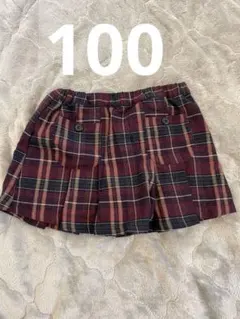 petit main チェック柄 プリーツスカート 100