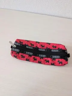 【美品】レスポートサック 丸型ポーチ　ペンケース　犬柄　テリア