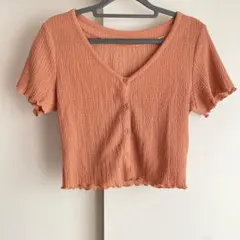 GU ジーユー　テクスチャークロップドカーディガン　M　オレンジ　カーディガン