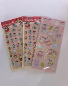 セリア　クレヨンしんちゃん ぷっくりシール ステッカー 3枚セット