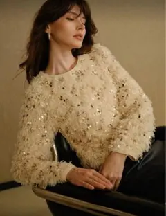 shein MOTF STUDIO ベルスリーブ スパンコール シャギー