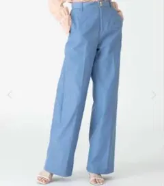 ルルウィルビー　SOLOデニムバギーパンツ　ライトブルー サイズ2