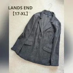 【美品】LANDS END テーラードジャケット　ウール混無地　日本製　羽織