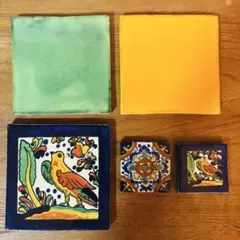 メキシコタイル 5枚セット 大 小 アソート 色ムラ ハンドメイド 雑貨