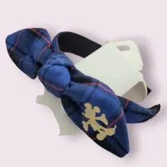 ディズニーミッキー柄ヘアバンドと水色リボンのカチューシャセット