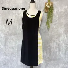 モロッコ製【シネカノン】ノースリーブワンピース 膝丈 バイカラー 総柄のサムネイル