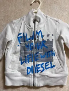 【DIESEL】キッズ用ジップアップ パーカー 6M フィルム柄 ホワイト 長袖