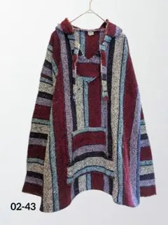 メキシコ製 XL フード付きパーカー 多色ストライプ海外古着1点物♡