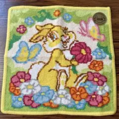 フェイラー　ディズニー　ハッピースプリング　ウサギと花の刺繍ハンカチ