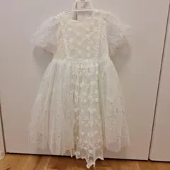 キッズ フォーマルドレス オフホワイト 花柄刺繍 4才のサムネイル
