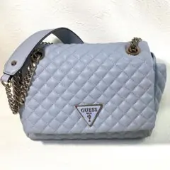 GUESS 2way ショルダーバッグ キルティング ライトブルー - メルカリ