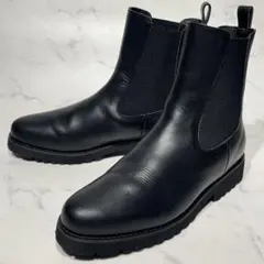 美品☆ビューティーアンドユース サイドゴアブーツ 38 黒 レザー ラグソール