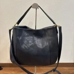 美品 kissora キソラ 2way ショルダーバッグ 本革 レザー ネイビーのサムネイル
